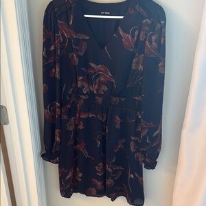 Express Black and Red Floral Long Sleeve Dress